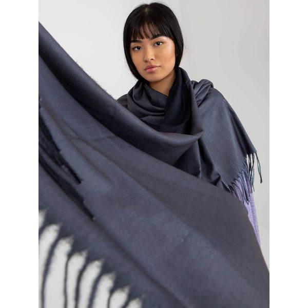 Fashionhunters Women's navy blue and blue plain shawl with fringes
