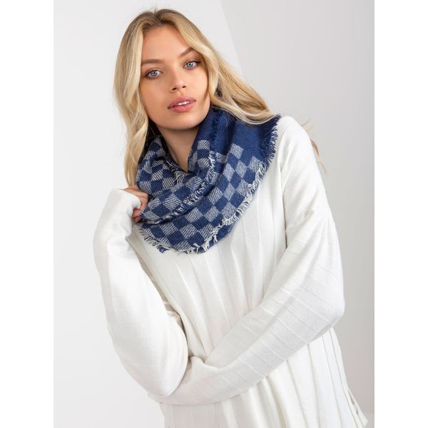 Fashionhunters Women's navy blue and white winter scarf with wool