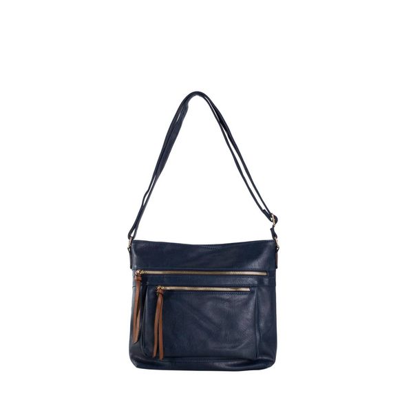 Fashionhunters Women's navy blue shoulder bag with zippers