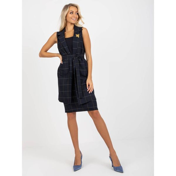 Fashionhunters Women's navy blue waistcoat with a tie