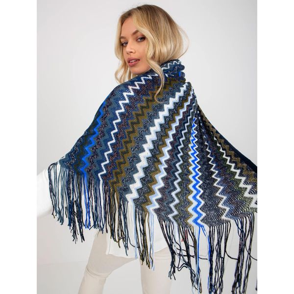 Fashionhunters Women's navy blue winter scarf with fringes