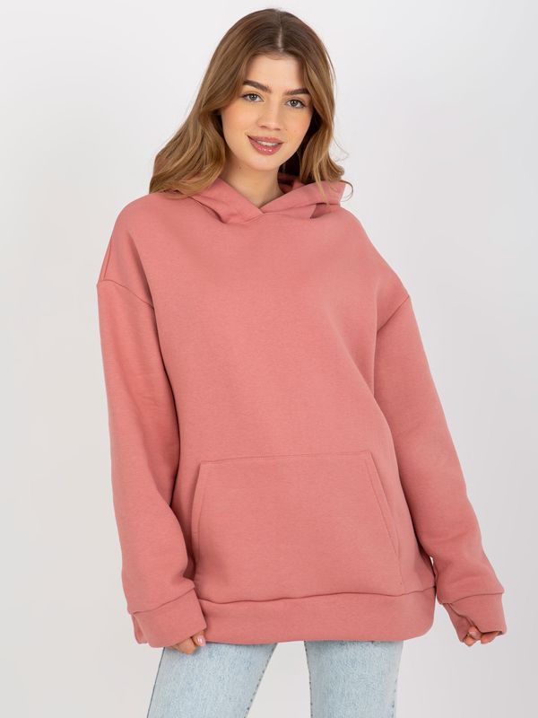 Fashionhunters Women's One Size Sweatshirt with Kangaroo Pocket - pink