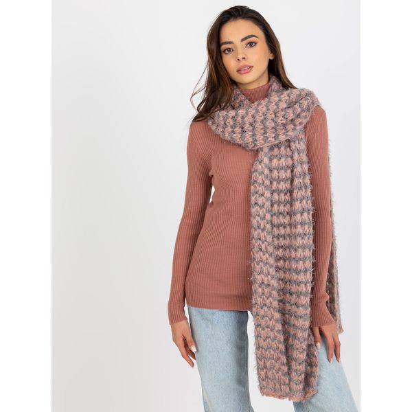 Fashionhunters Women's pink and gray knitted winter scarf
