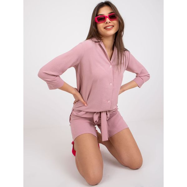 Fashionhunters Women's pink loose set with Inesa shorts