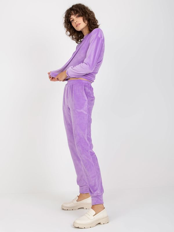 Fashionhunters Women's purple velour set with trousers