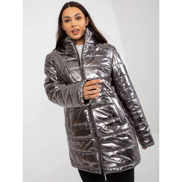Fashionhunters Women's silver quilted jacket with pockets