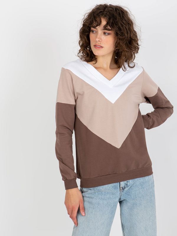 Fashionhunters Women's Smooth Neckline Sweatshirt - Brown