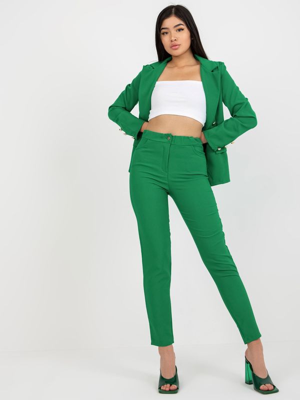 Fashionhunters Women's suit trousers with pockets - green