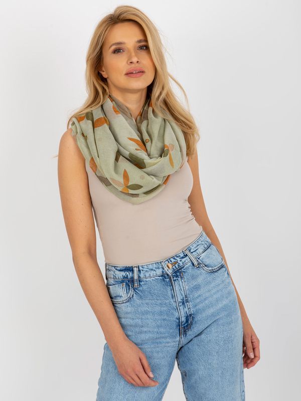 Fashionhunters Women's tunnel scarf with print - khaki