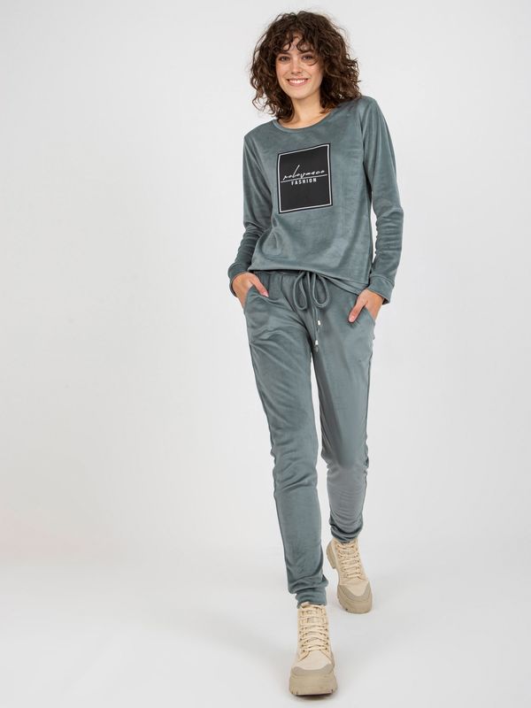 Fashionhunters Women's velour tracksuit set - anthracite