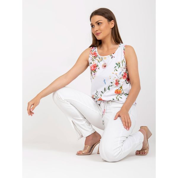 Fashionhunters Women's white cotton flower top