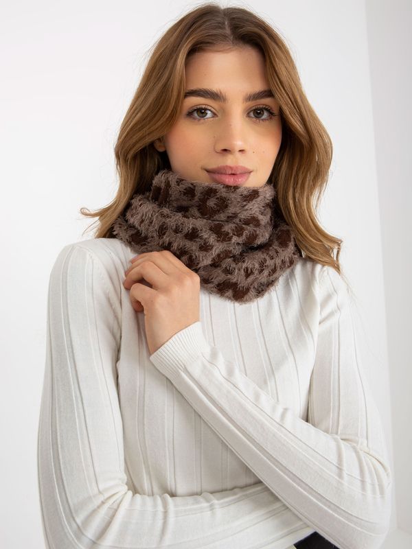Fashionhunters Women's winter scarf with pattern - brown