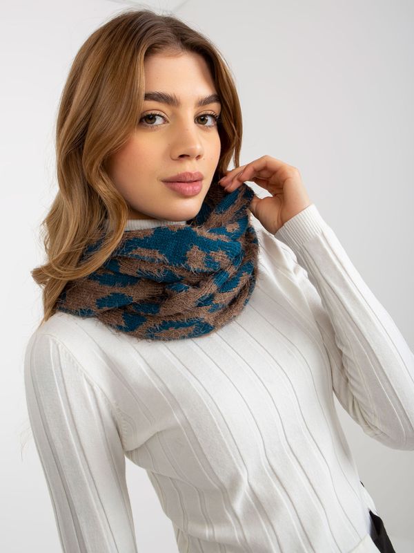Fashionhunters Women's winter scarf with patterns - blue