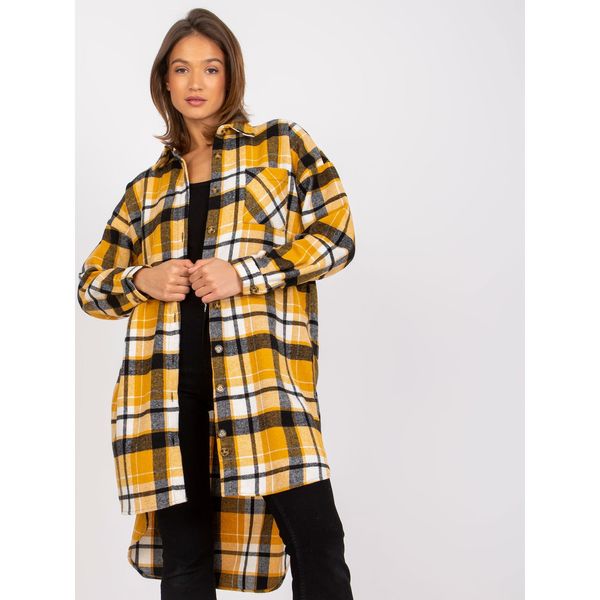 Fashionhunters Yellow and black long shirt in Jolanta cotton