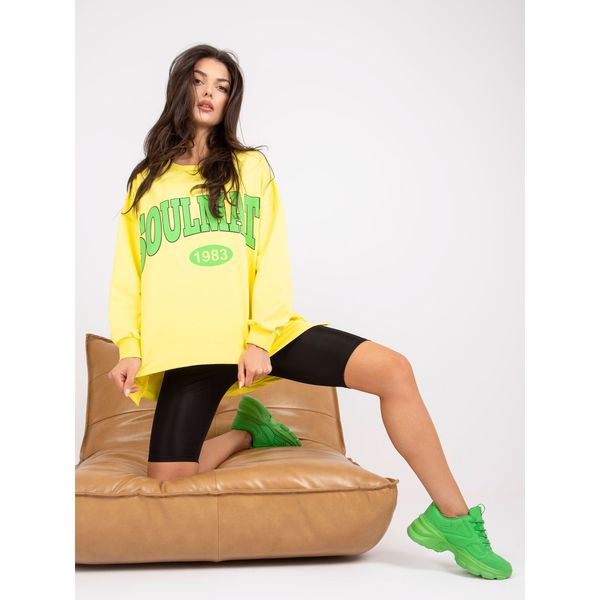 Fashionhunters Yellow and green oversized cotton sweatshirt without a hood