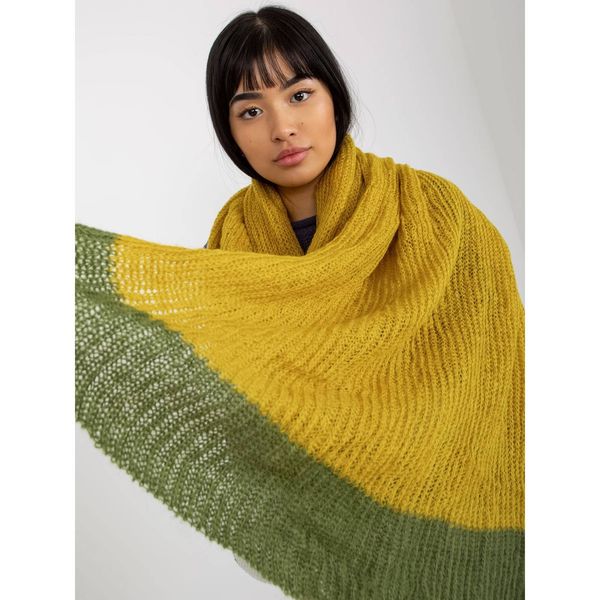 Fashionhunters Yellow and green two-color women's knitted scarf