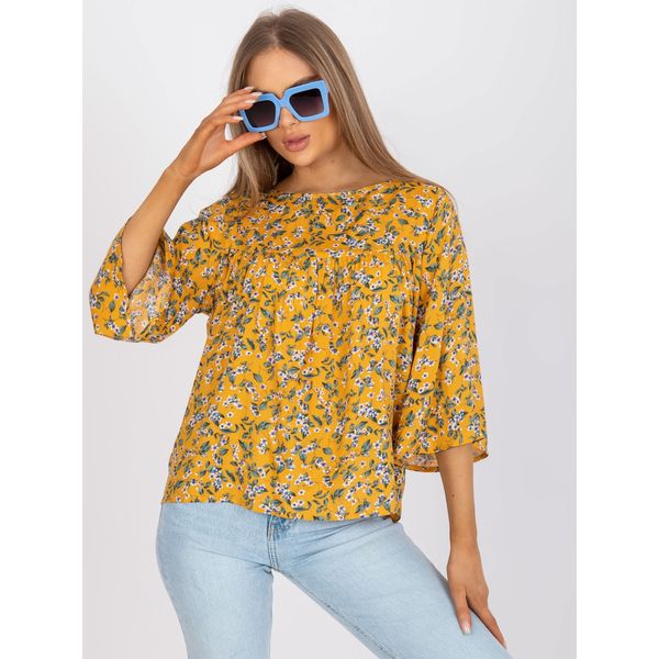 Fashionhunters Yellow blouse with floral print ZULUNA