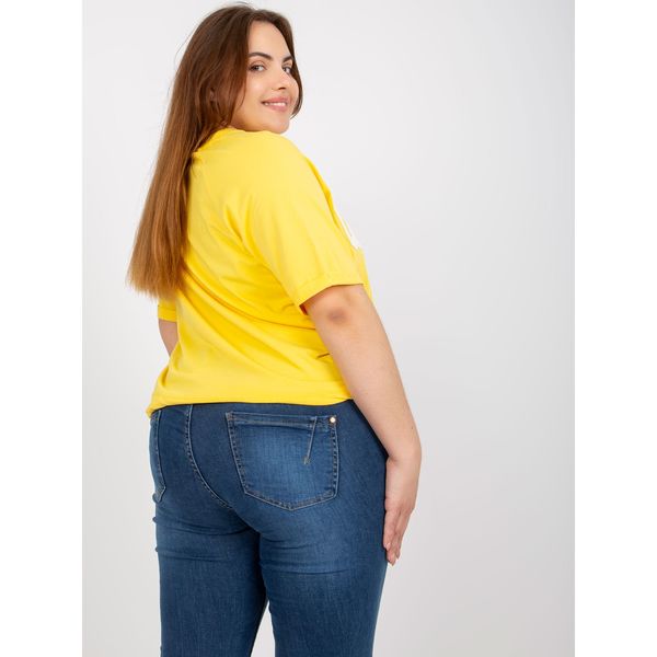 Fashionhunters Yellow casual plus size blouse with short sleeves