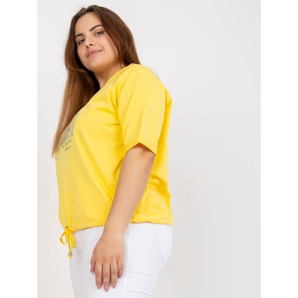 Fashionhunters Yellow everyday plus size blouse with V-neck