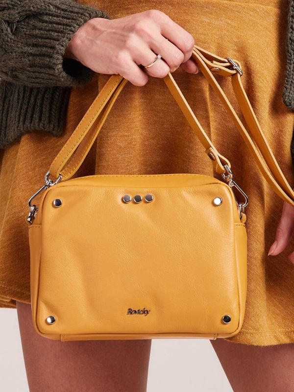 Fashionhunters Yellow leather handbag
