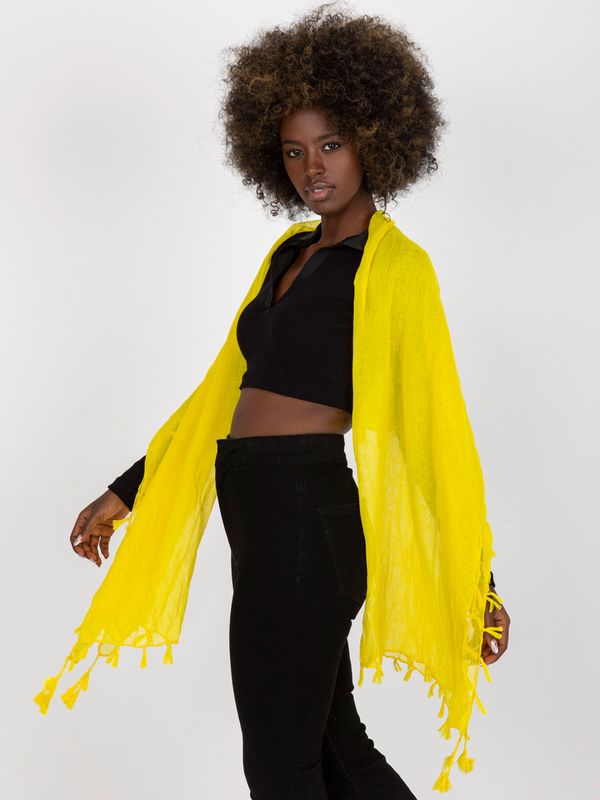 Fashionhunters Yellow scarf with decorative trim