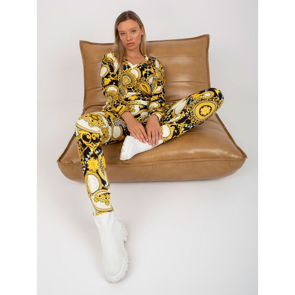Fashionhunters Yellow two-piece velor set with pants