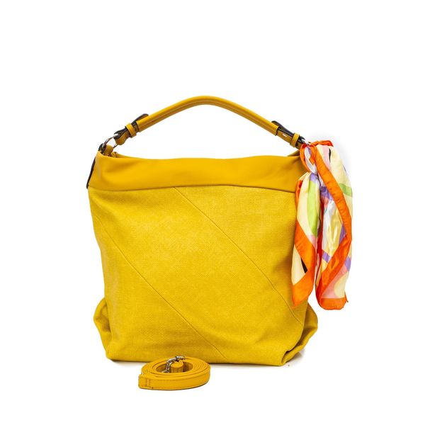 Fashionhunters Yellow women's bag with a scarf