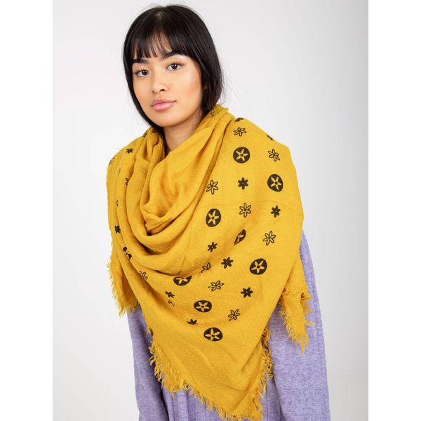 Fashionhunters Yellow women's scarf with a print