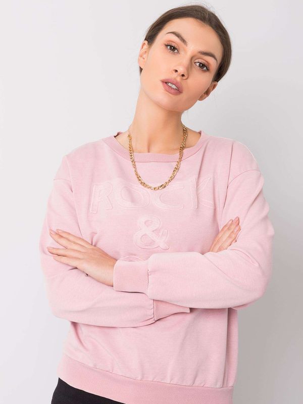 Fashionhunters Zakurzona różowa damska bluza z napisem