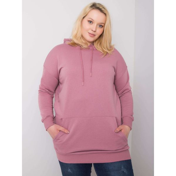 Fashionhunters Zgaszona różowa bawełniana bluza z kapturem plus size