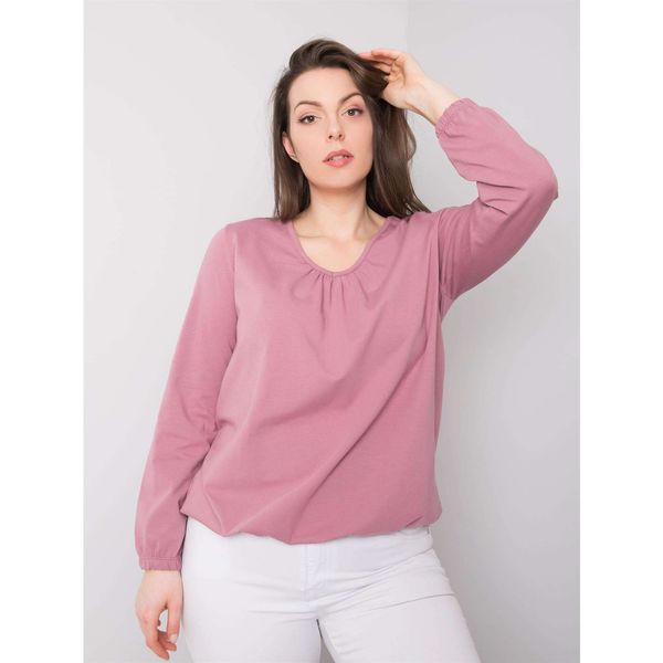 Fashionhunters Zgaszona różowa bawełniana bluzka plus size