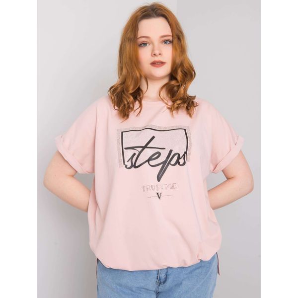 Fashionhunters Zgaszona różowa bluzka damska plus size