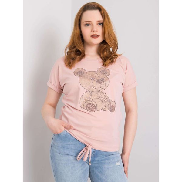 Fashionhunters Zgaszona różowa bluzka plus size ze sznurkami