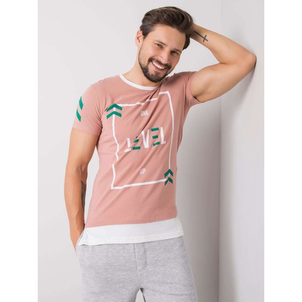 Fashionhunters Zgaszony różowy t-shirt męski z nadrukiem