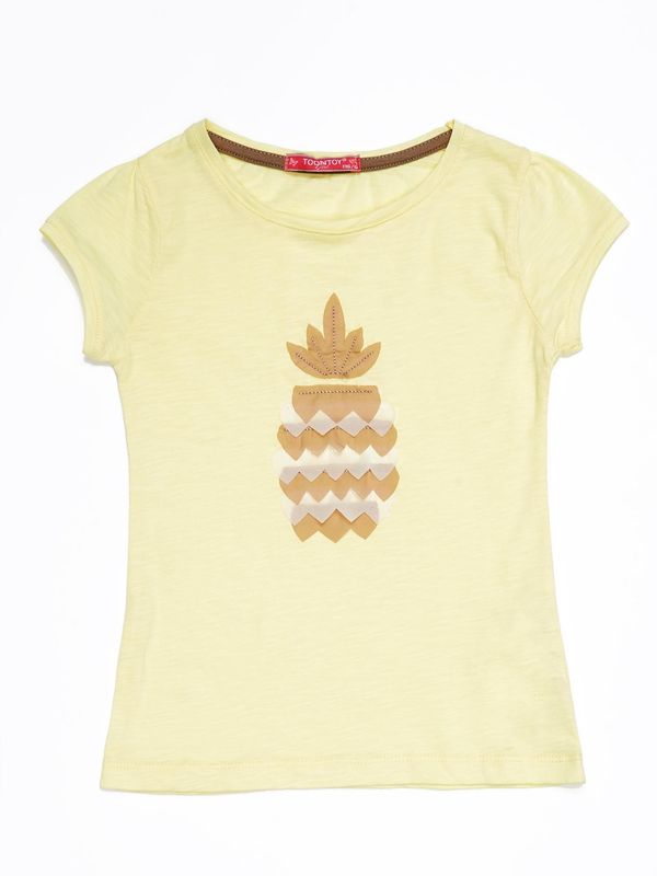 Fashionhunters Żółty T-shirt dla dziewczynki z naszywką ananasową