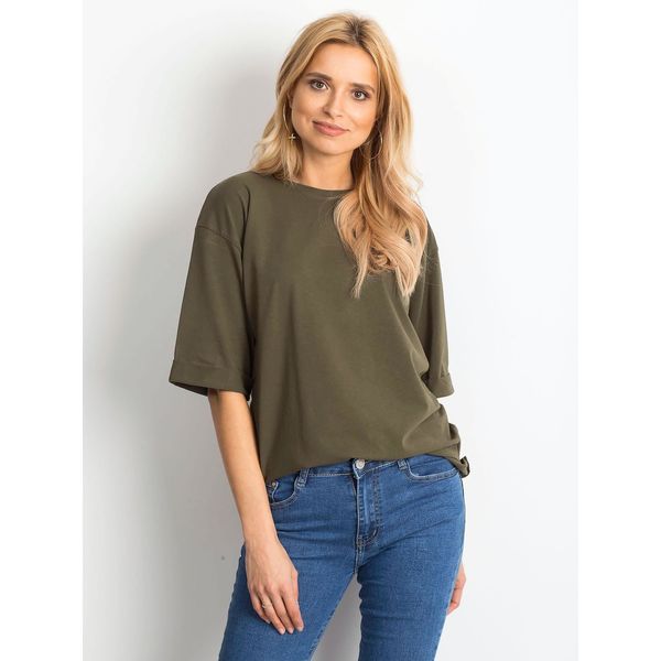 Fashionhunters Zwykła bawełniana bluzka khaki