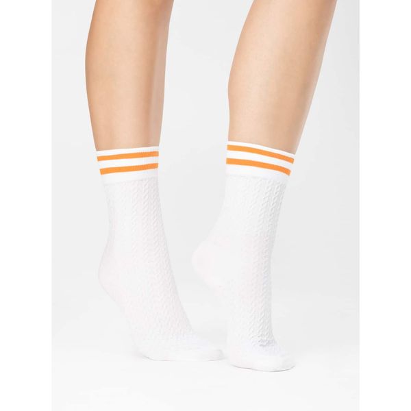 Fiore Player 80 Den White-Orange Socks