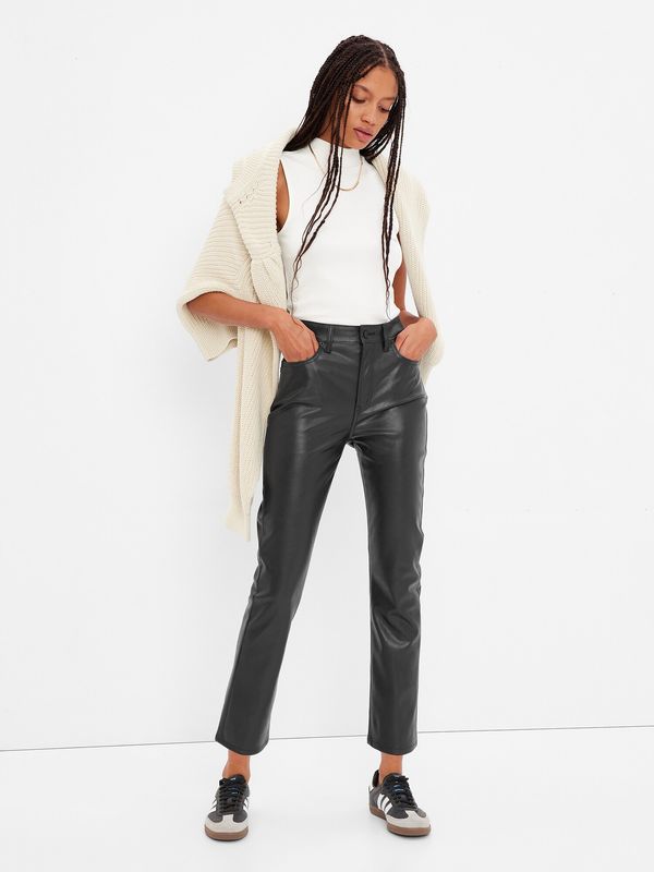 GAP GAP Artificial Leather Slim High Rise Trousers - Women