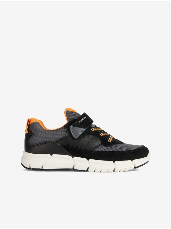 GEOX Orange and Black Boys Sneakers with Suede Details Geox - Boys