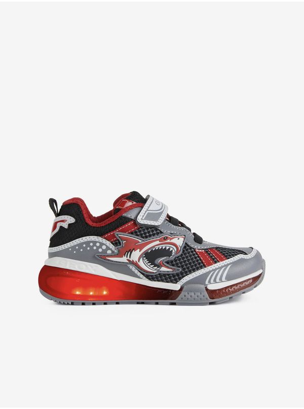 GEOX Red-grey boys' shoes with glowing sole Geox Bayonyc - Boys