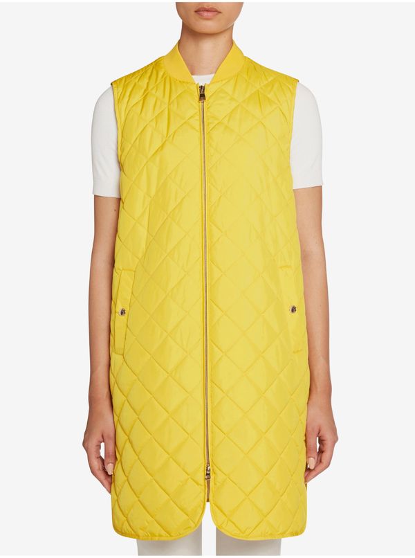 GEOX Yellow Womens Long Quilted Vest Geox - Women