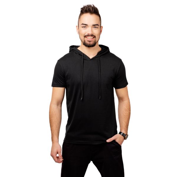 Glano Men ́s T-Shirt with Hood GLANO - black
