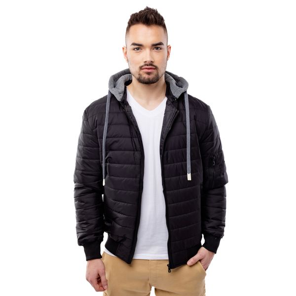 Glano Men's Quilted Hooded Jacket GLANO - Black