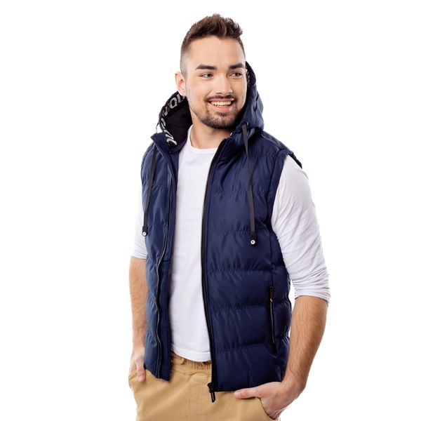 Glano Men's quilted vest GLANO - dark blue