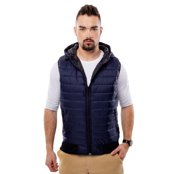 Glano Men's Quilted Vest with Hood GLANO - navy