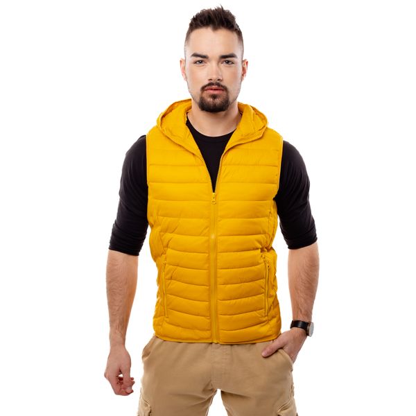 Glano Men's Quilted Vest with Hood GLANO - yellow