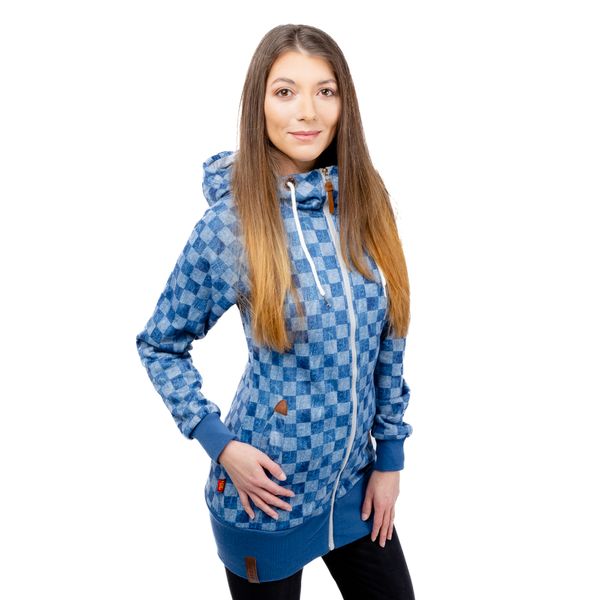 Glano Women's Extended Checkered Sweatshirt GLANO - light denim