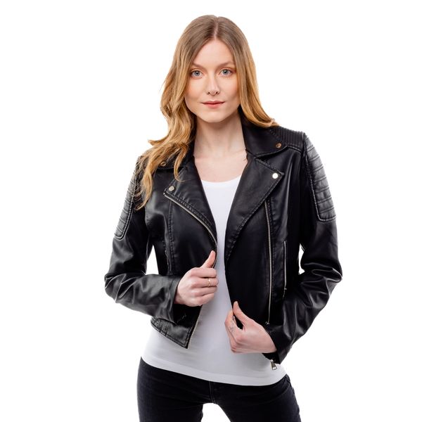 Glano Women's Leatherette Jacket GLANO - Black