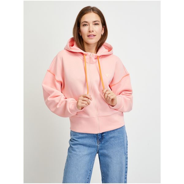 Guess Apricot Women's Sweatshirt with Zipper and Hood Guess - Women