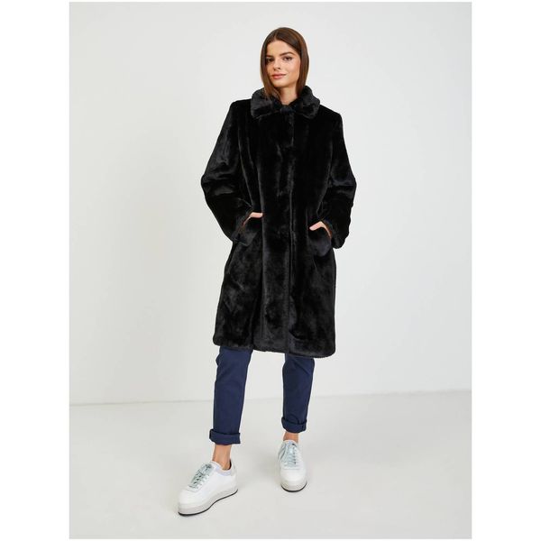 Guess Black women's winter coat made of faux fur Guess Angelica - Women